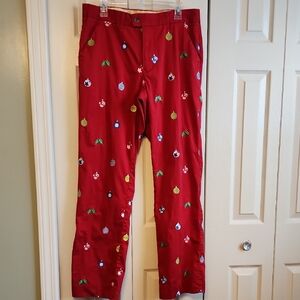 Men's Loudmouth Red Christmas Pattern Embroidered Pants 34x34